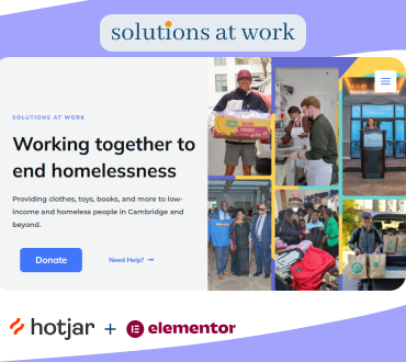 Screenshot of Solutions at Work website plus the Hotjar and Elementor Logos