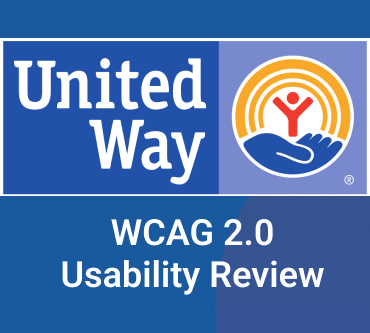 The non-profit United Ways logo with the subtitle 'WCAG 2.0 Usability Review'.